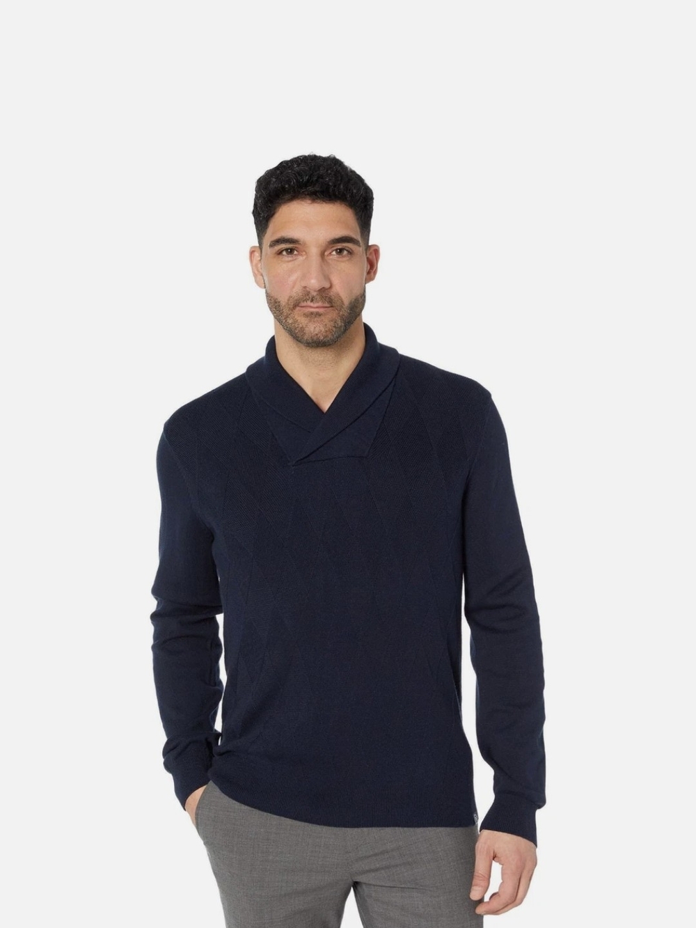 Perry Ellis NWT Navy V-Neck Shawl Sweater